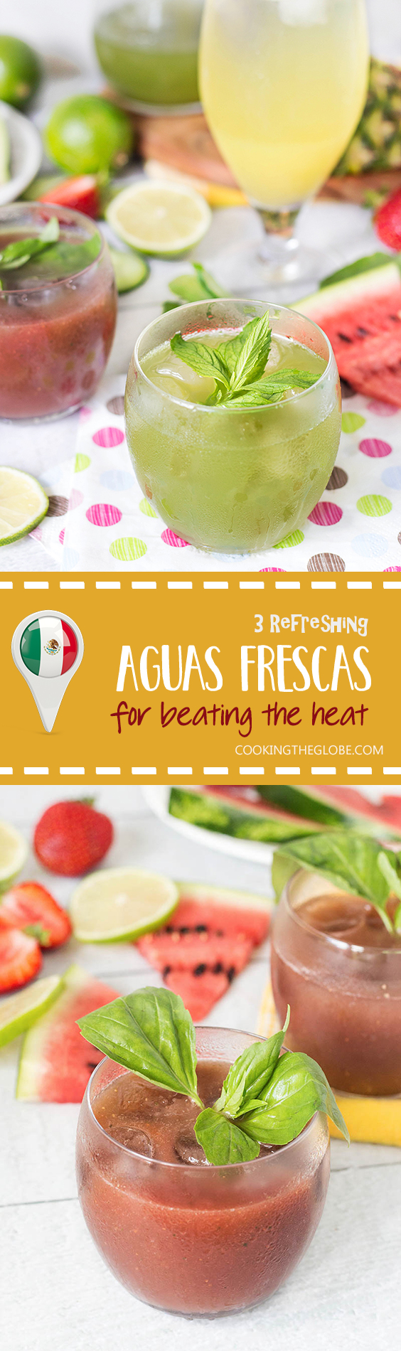 Si está sufriendo el calor del verano, pruebe estos 3 refrescantes Agua Frescas: piña-vainilla, fresa-sandía y pepino-menta. ¡El calor ya no es una amenaza!