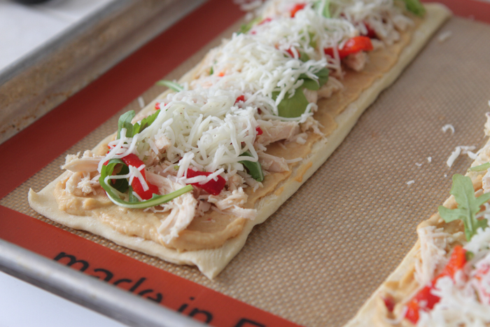 Cheesy Chicken Arugula Hummus Tartas-11