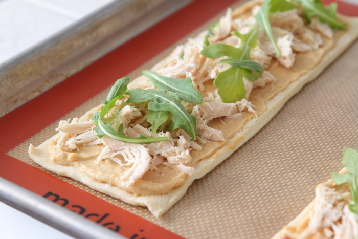 Cheesy Chicken Arugula Hummus Tartas-9