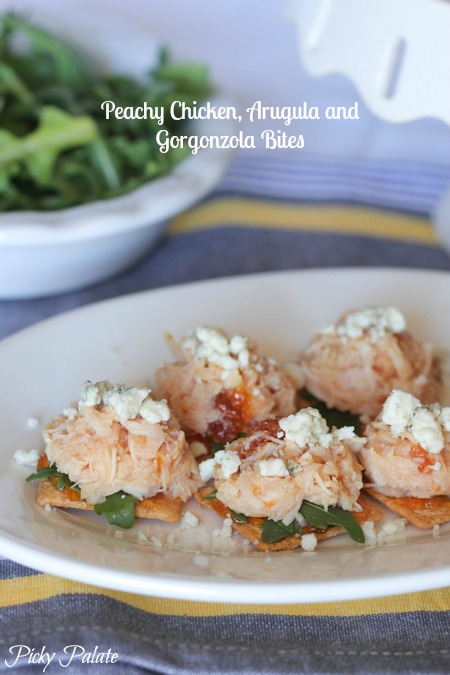 Peachy Chicken, Arugula and Gorgonzola Bites 1