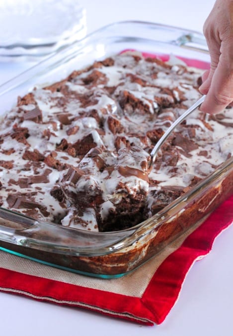 Gooey Chocolate Peppermint Bread Pudding-