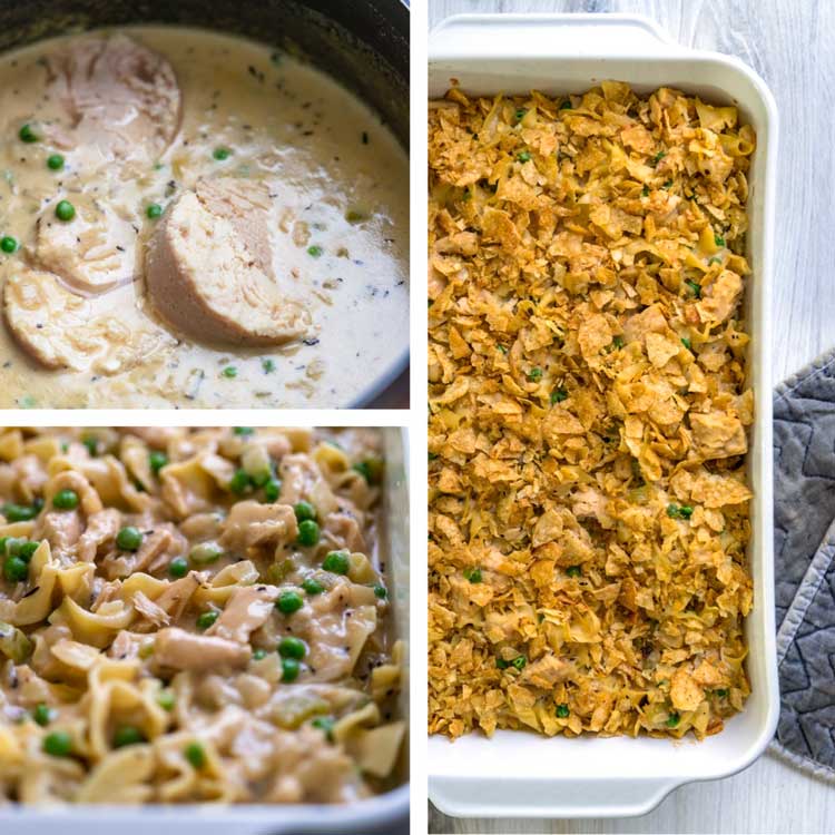 prep shots of Tuna Noodle Casserole