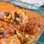 Cheesy Layer Beef Enchilada Hornear