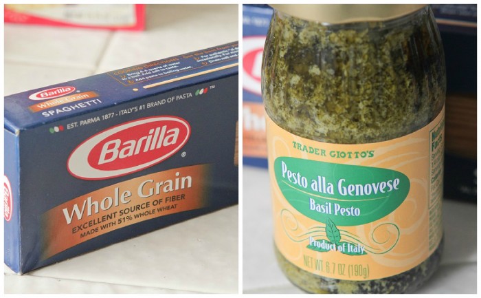 espaguetis y pesto