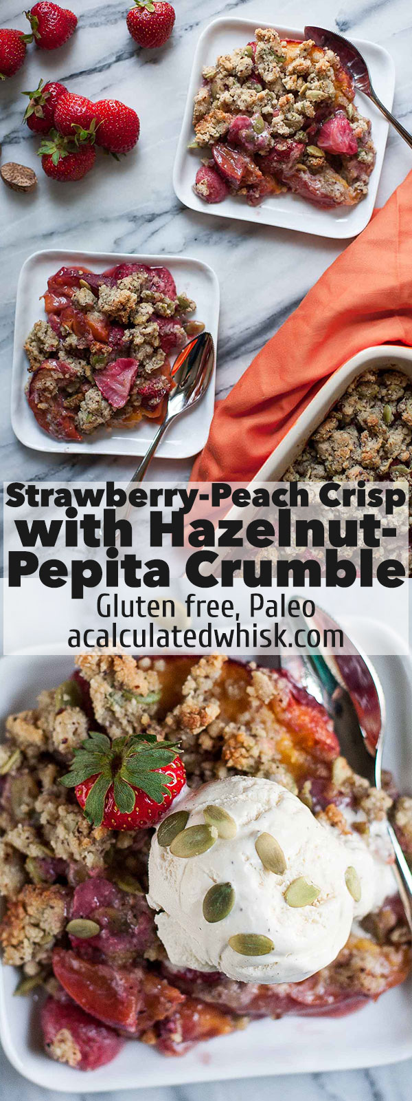Fresco-Melocotón Crujiente con Avellana-Pepita Crumble (Sin Gluten, Sin Granos)