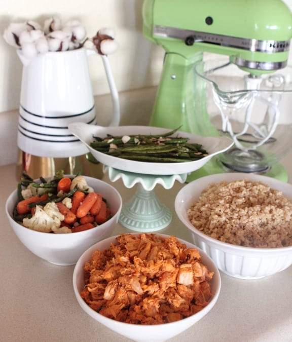 Miel Picante Pollo Vegetal Arroz Tazones 