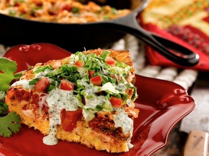 Chicken Taco Cornbread Wedges