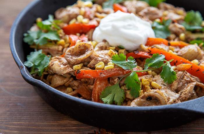 Chicken mole pasta for two