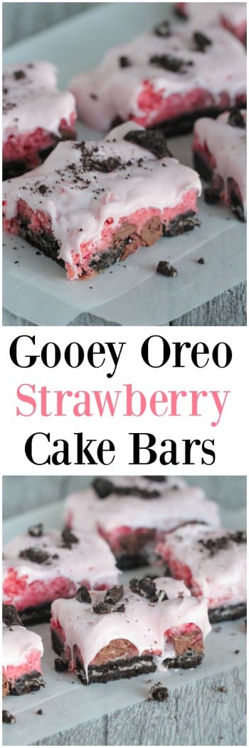 Gooey Oreo Strawberry Cake Bars