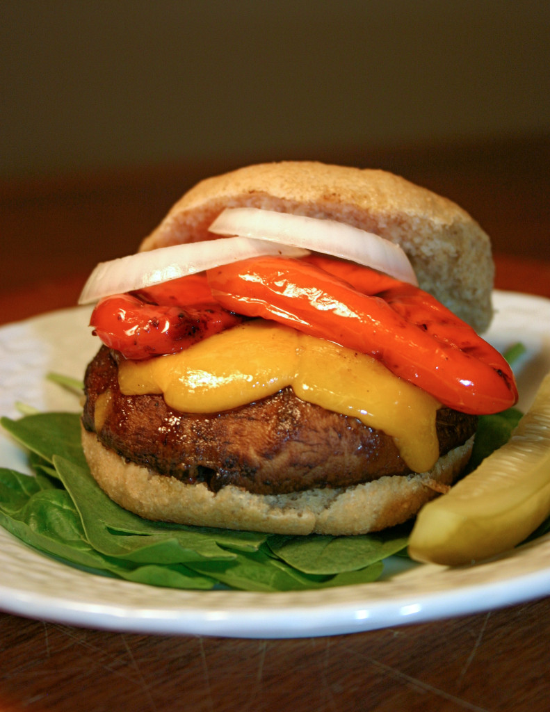 Hamburguesa Portobello Con Pimientos Asados |
