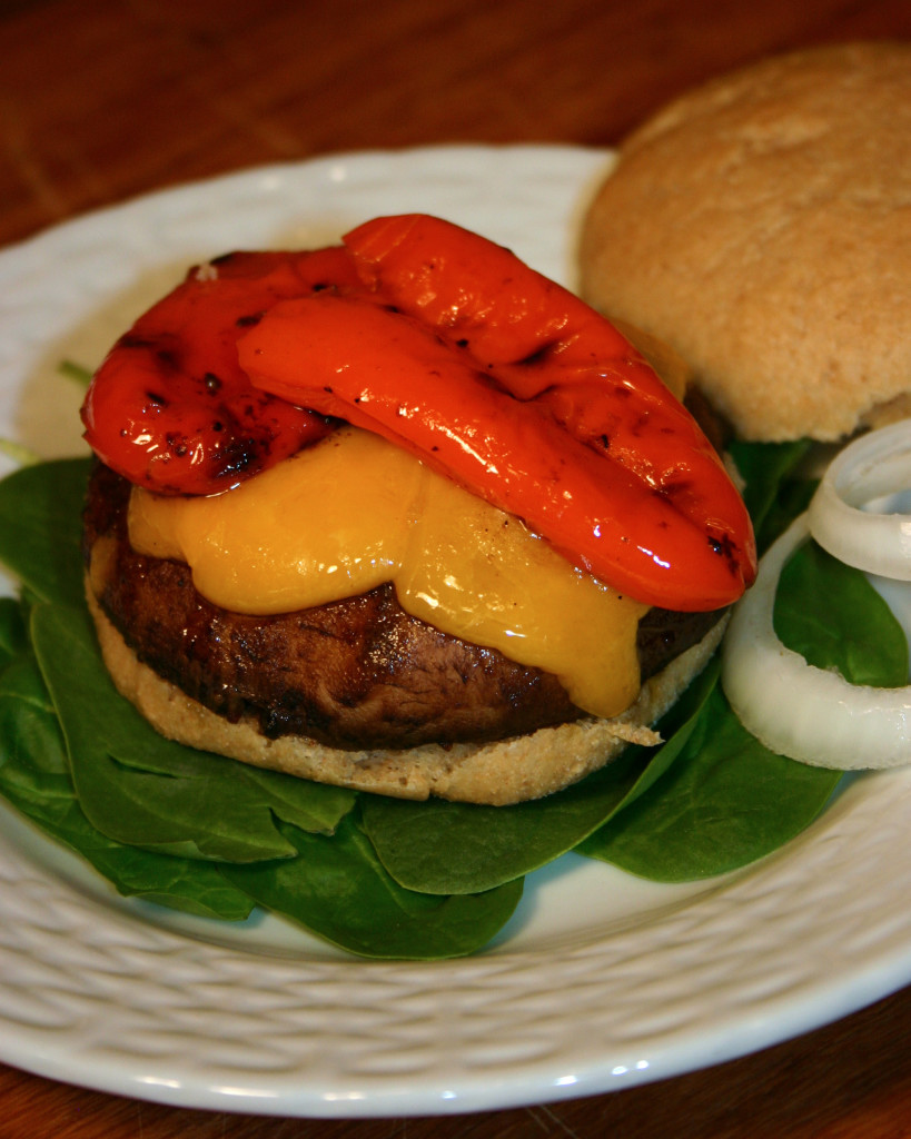Hamburguesa Portobello Con Pimientos Asados |