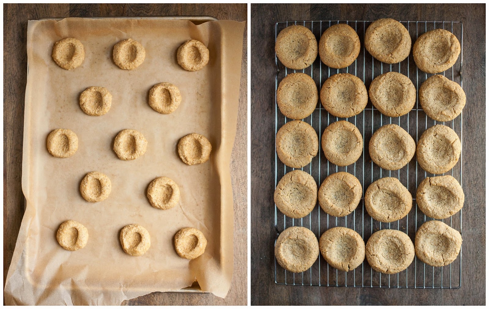 Huellas de mantequilla de almendras con caramelo salado (sin gluten, sin grano) | acalculatedwhisk.com