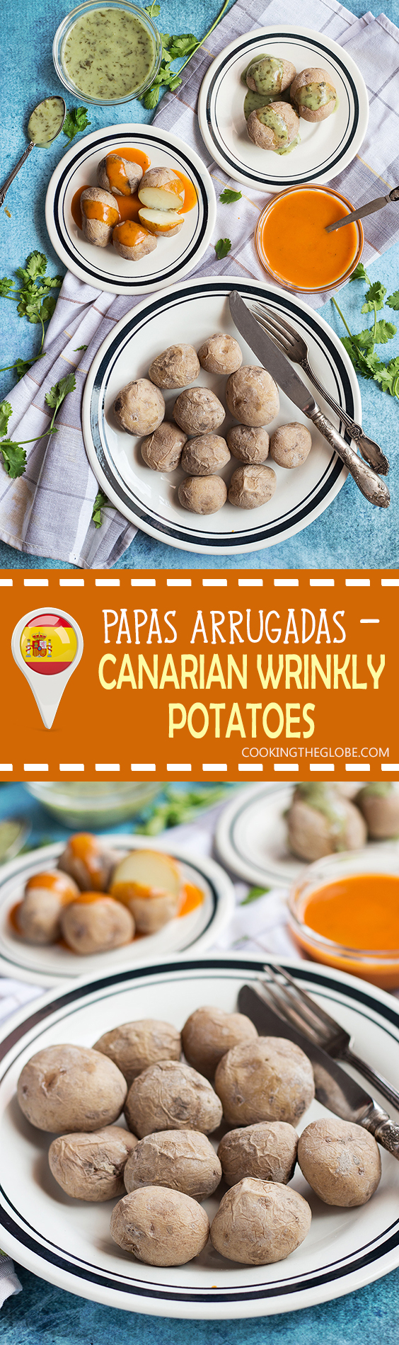 Las papas arrugadas canarias (papas arrugadas) son un acompañamiento perfecto para cualquier comida. ¡Son realmente fáciles de hacer y requieren solo 2 ingredientes! | cocinartheglobe.com