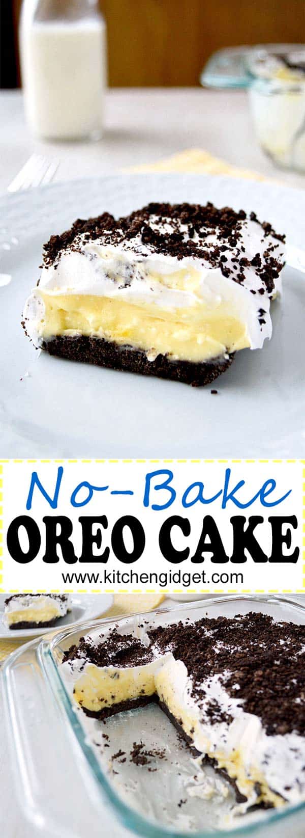 ¡Este pastel de Oreo sin hornear consiste en capas de pudin de vainilla, queso crema y un buen látigo sobre una corteza de Oreo! (También conocido como Oreo Delight, Lasagna De Postre) | #dessert #dessertrecipes #recipe #recipeideas #food #foodblogger #foodgawker #oreos #easyrecipe #recipeoftheday #nobake #chocolate #vanilla