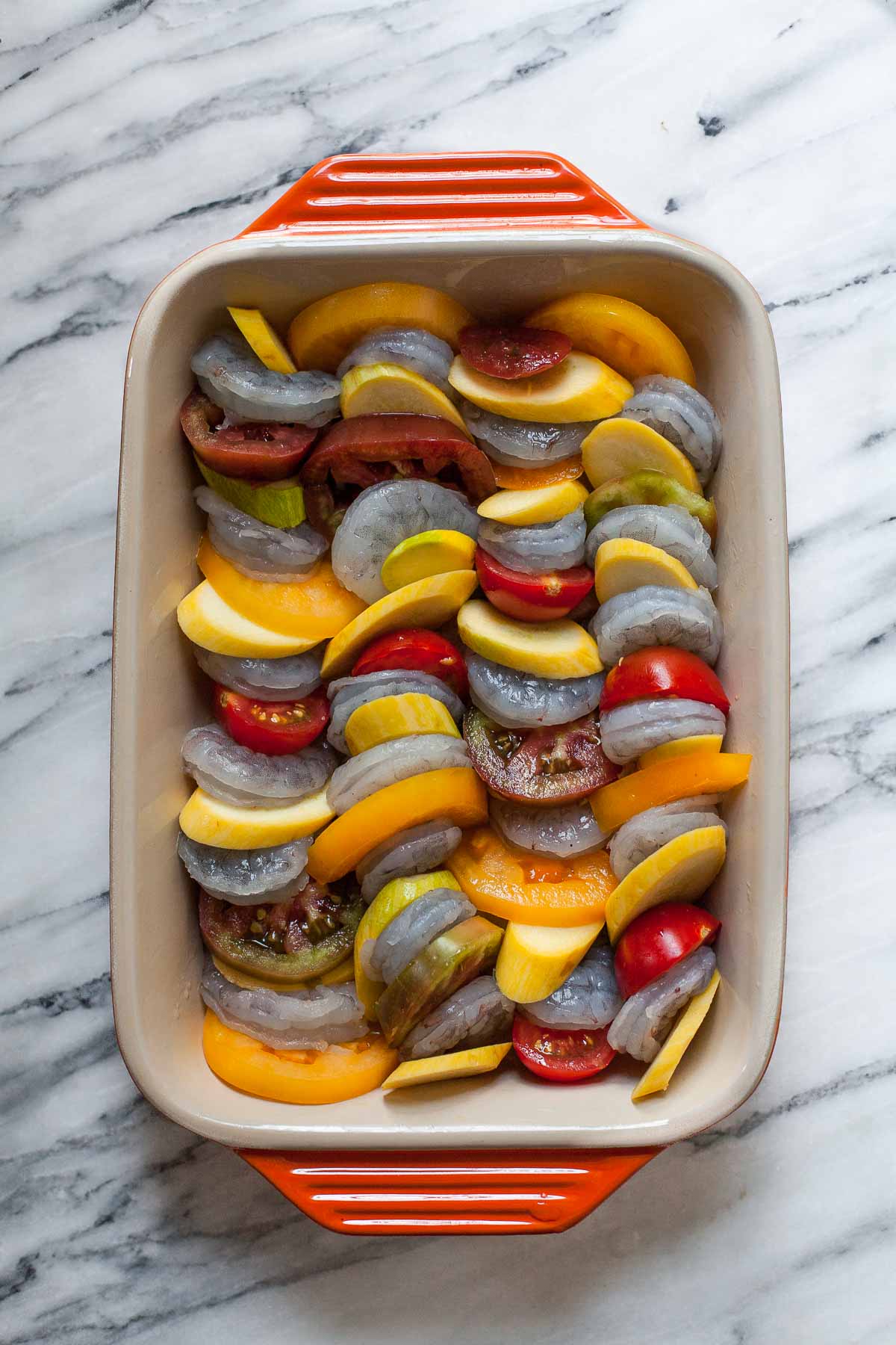 Pesto De Camarones Al Horno Con Calabaza Y Tomates # 30MinuteMondays | acalculatedwhisk.com