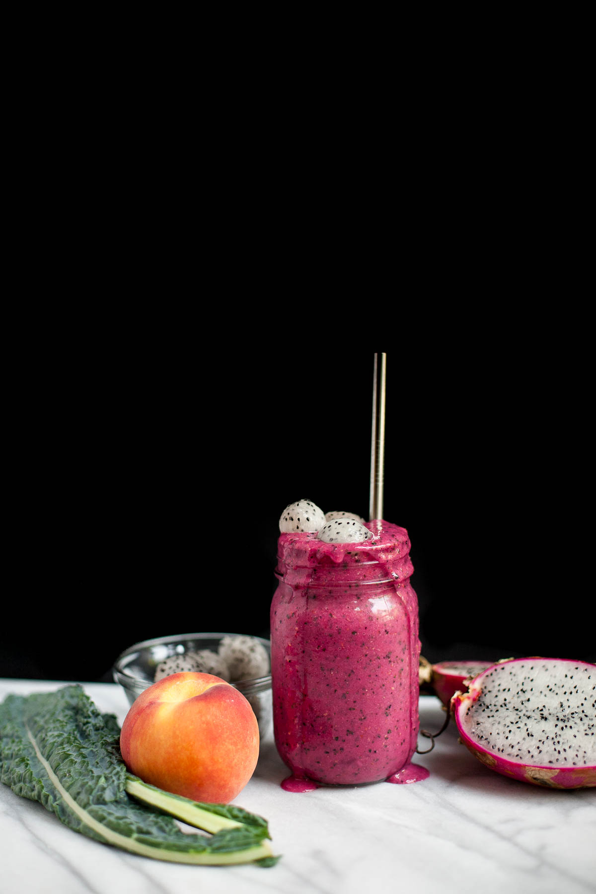 Pitaya Peach Smoothie (Paleo, vegano amigable)