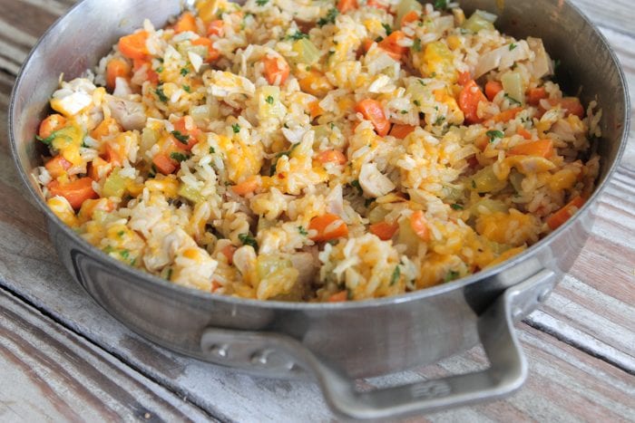 Noche de pollo y arroz con queso