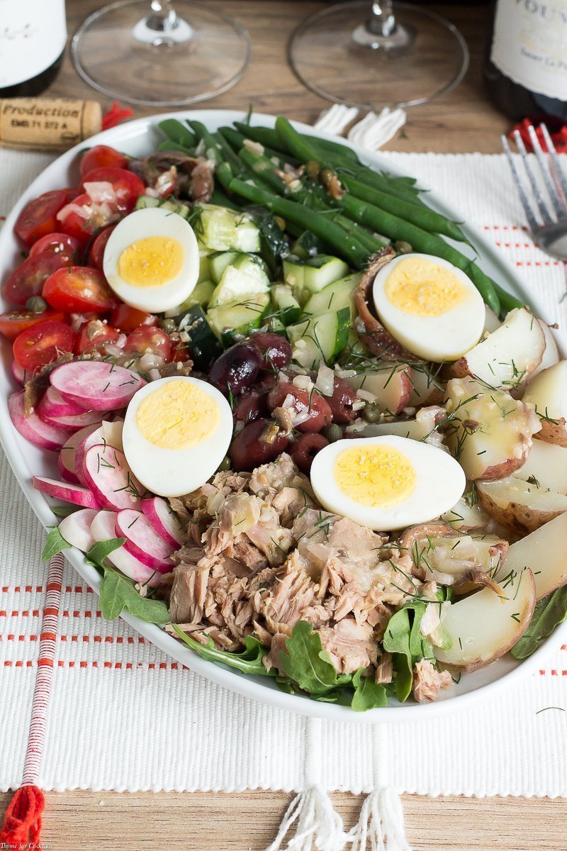 Disfruta de un delicioso almuerzo en los relajantes días de verano cuando crees esta Receta Niçoise Salade Clásica combinada con tu vino francés favorito.