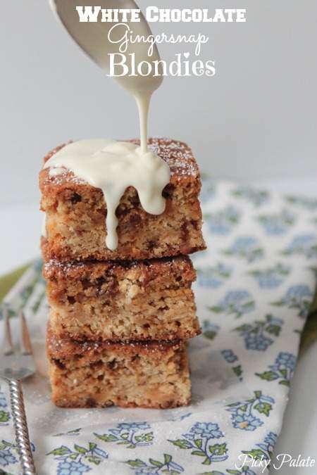 White Chocolate Gingersnap Blondies de