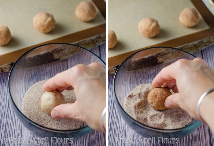Snickerdoodles rellenos de caramelo salado: galletas clásicas de snickerdoodle rellenas de caramelo que se han espolvoreado con sal marina. ¡Una actualización increíble para los amantes del dulce y salado del mundo de las galletas!