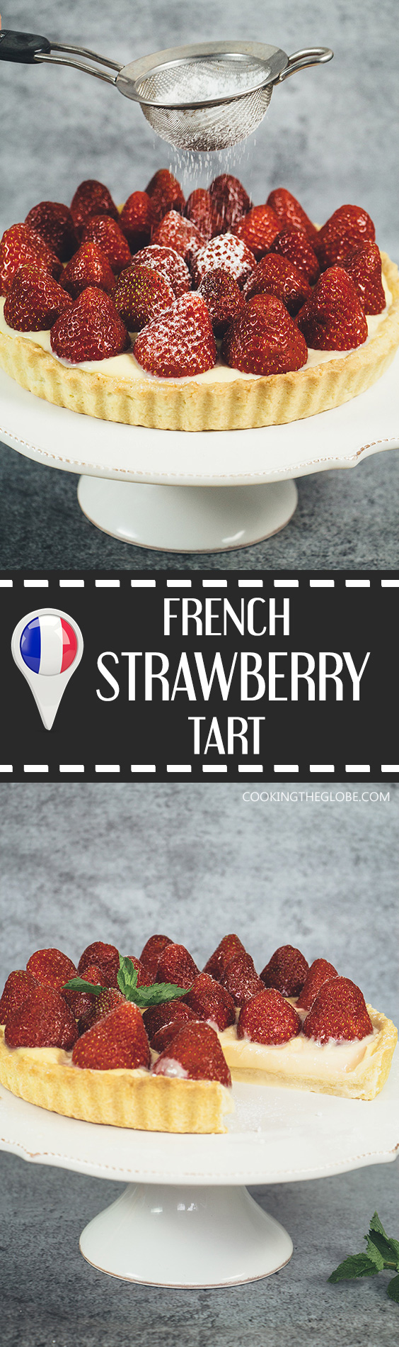 Esta tarta de fresas francesa es, literalmente, lo mejor que puedes hacer con fresas frescas llenas de sabor. Una cáscara de tarta de mantequilla + natillas + fresas! | cocinartheglobe.com