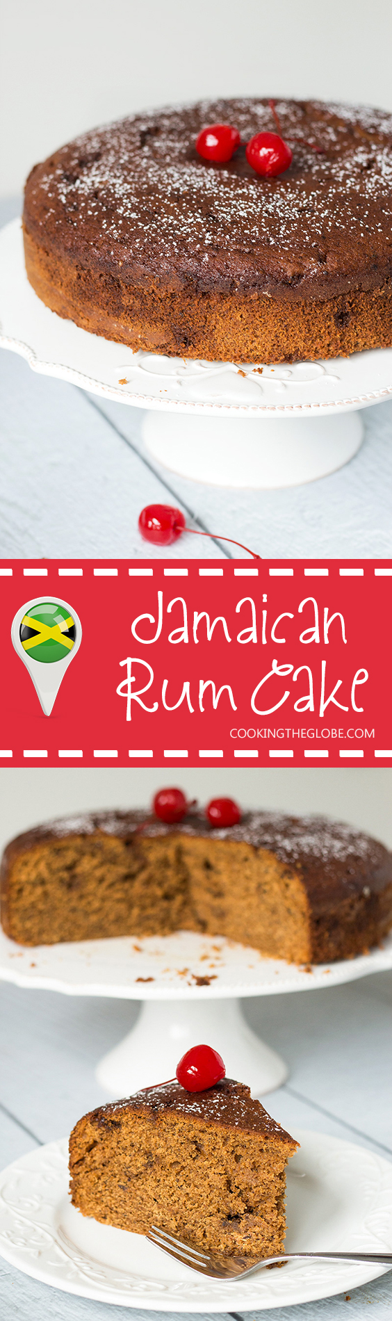 ¡Este pastel de ron de Jamaica es oscuro, denso y está lleno de frutas secas empapadas de ron y especias navideñas! | cocinartheglobe.com