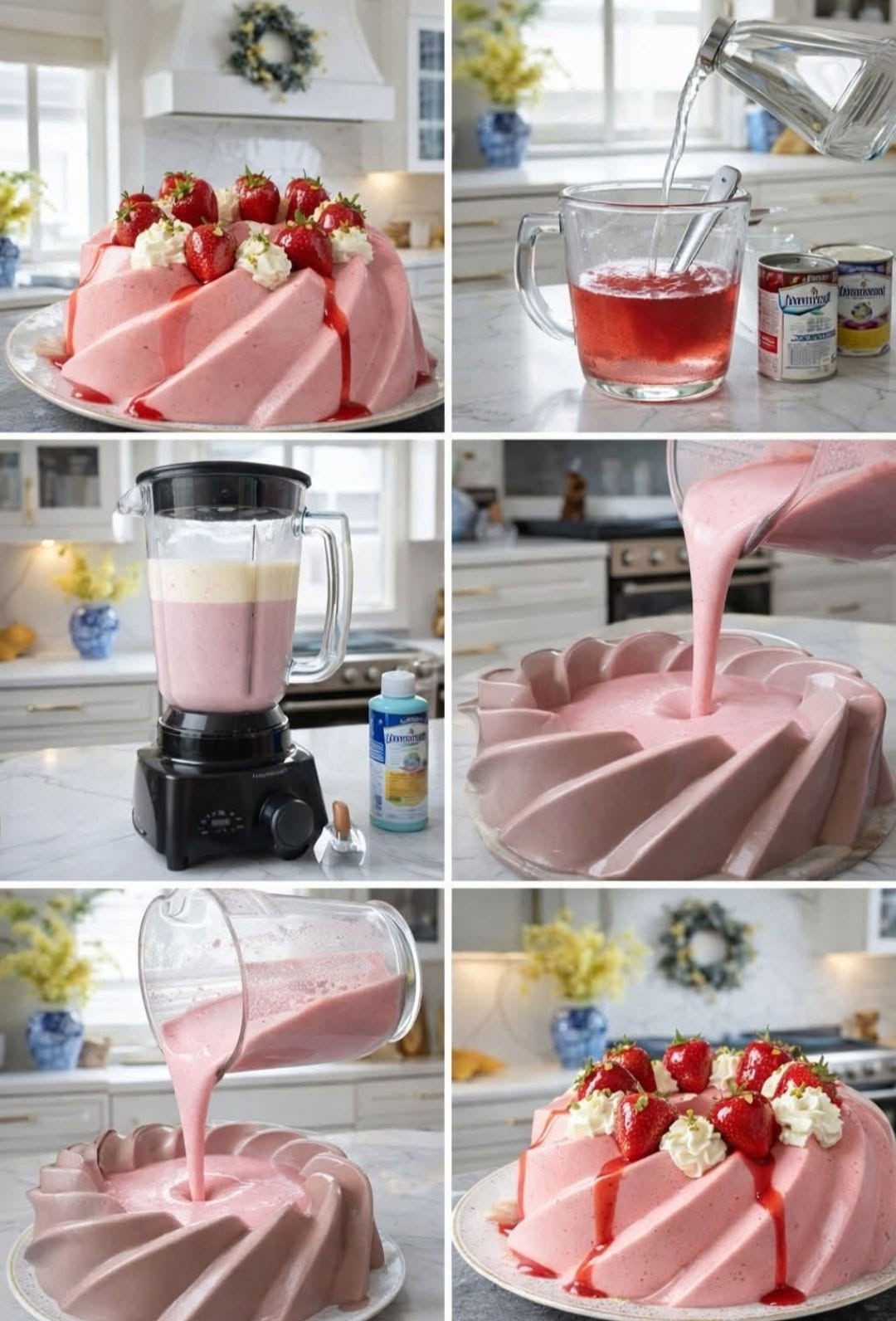 🍓 Gelatina de Yogurt de Fresa (cremosa y firme) 🤤