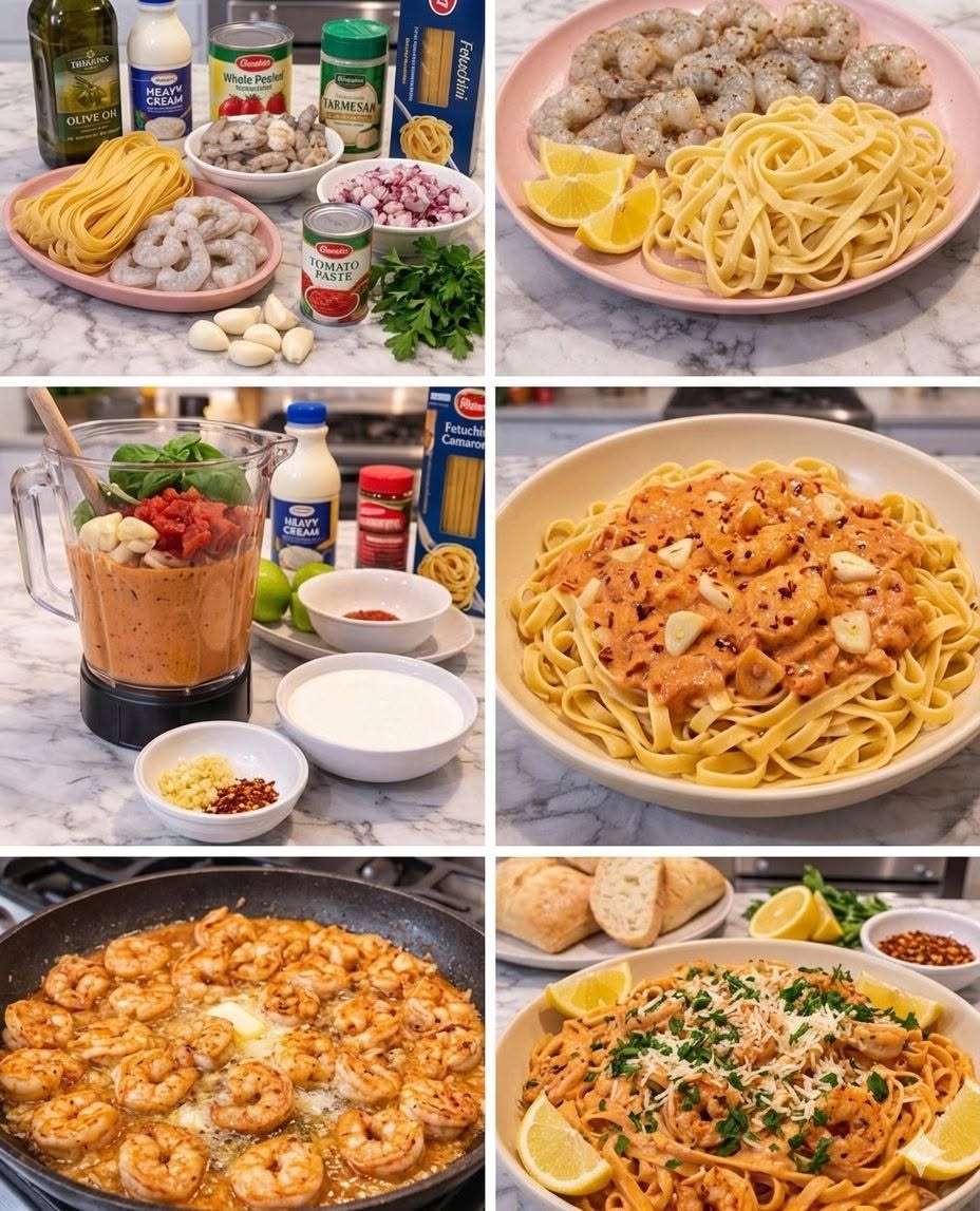Fettuccine con Camarones 🍤 🍝