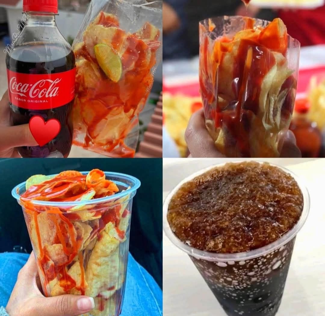 Antojo que mi amix me invite unas papitas con salsa y limón y una c0quita bien fría 🤤🥰