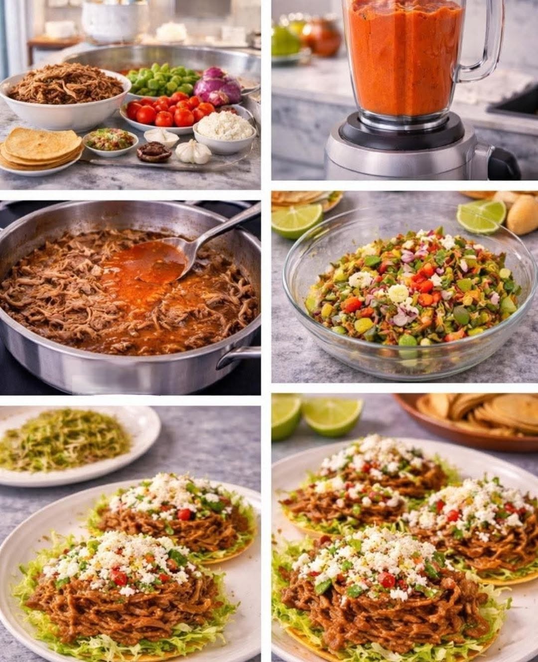 🌮 Tostadas de Tinga de Res con Ensalada de Nopales y Queso