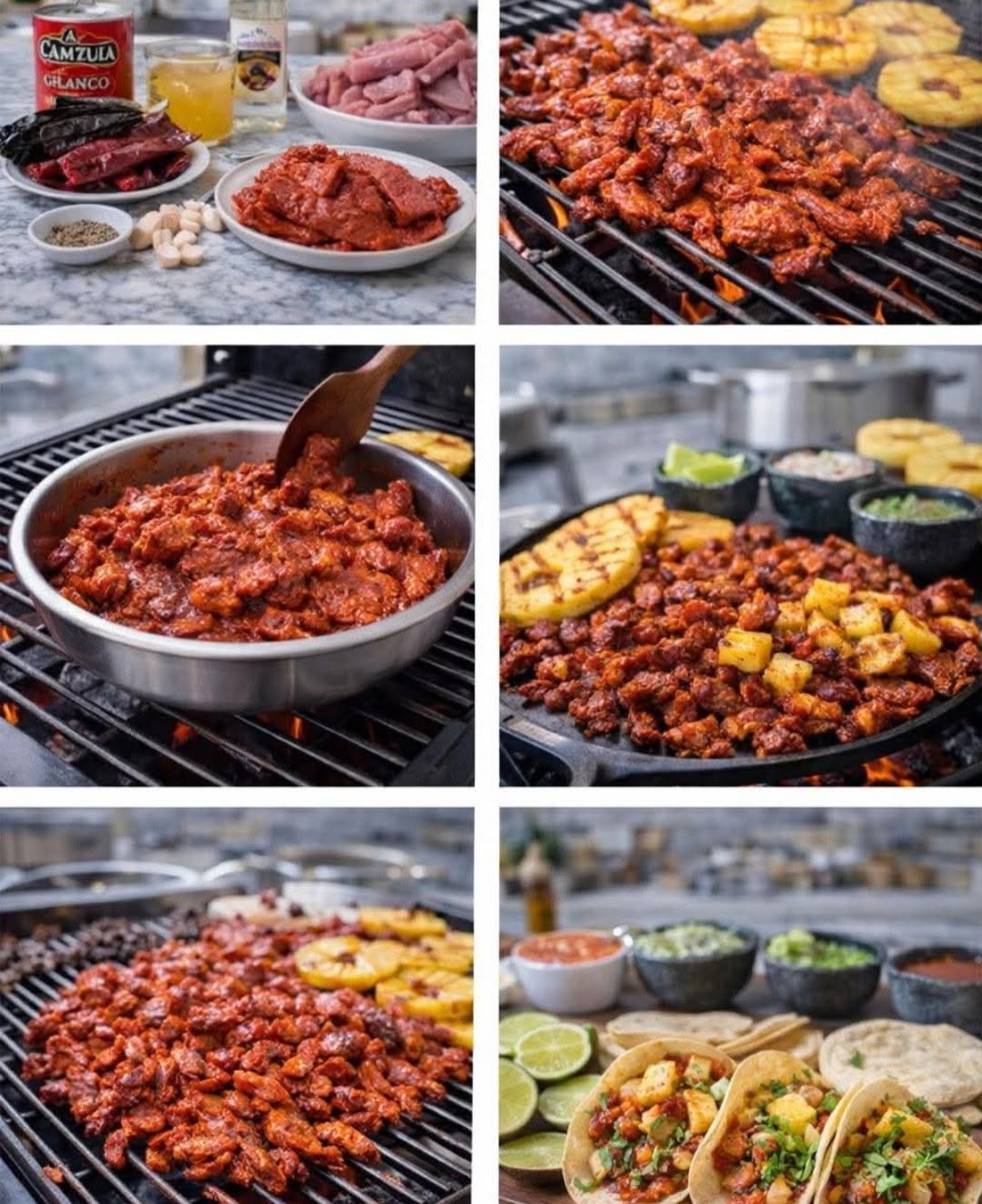🔥🥩 CARNE AL PASTOR EN PARRILLA (presentación tipo restaurante, antojable y elegante)