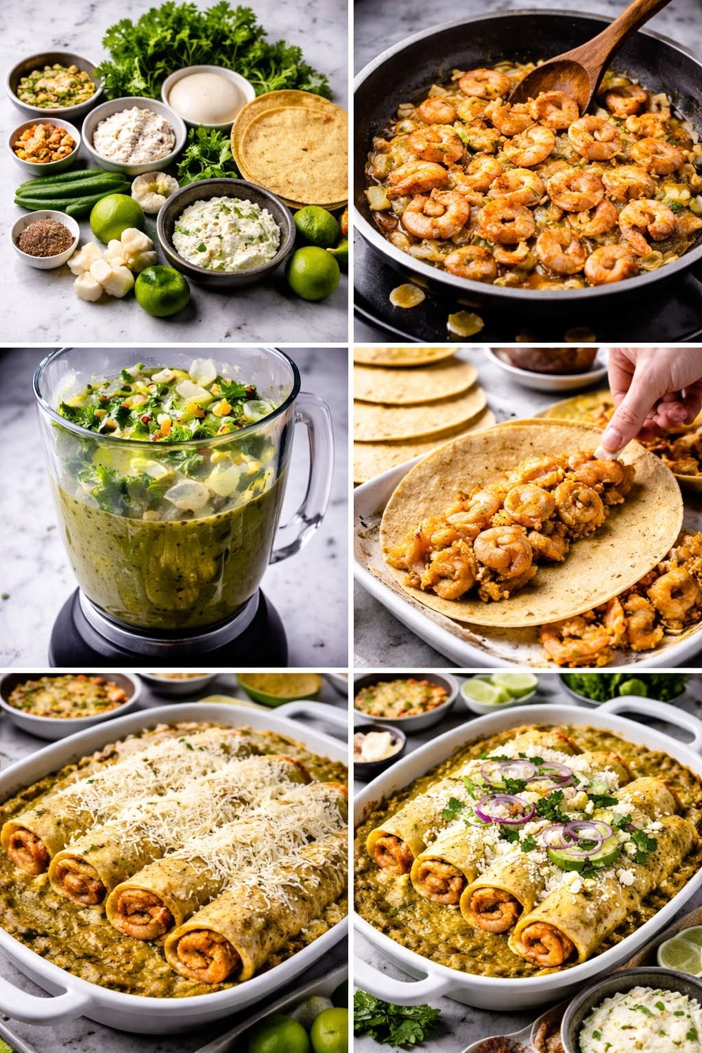 🦐 Enchiladas Verdes Suizas de Camarón