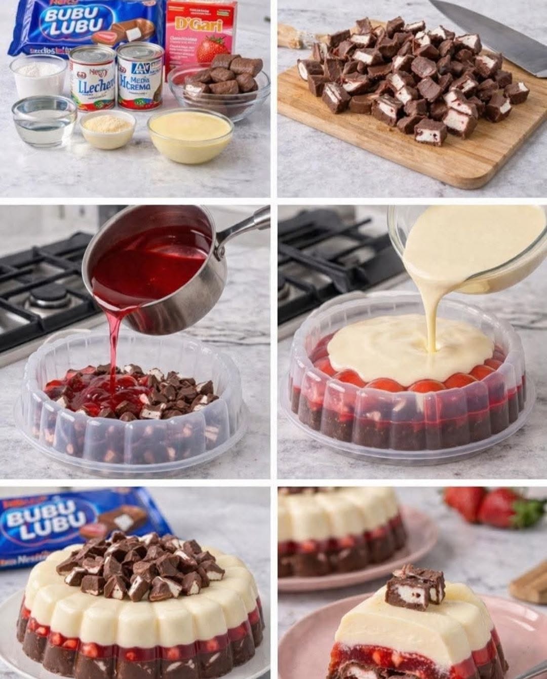 🔥 GELATINA DE BUBULUBU (cremosa, antojable y súper viral) 🍓🍫