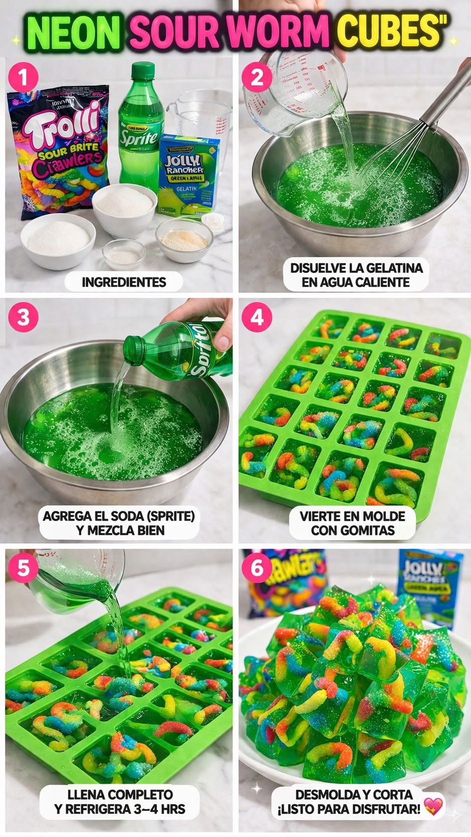 🌈🟢 Neon Sour Worm Cubes