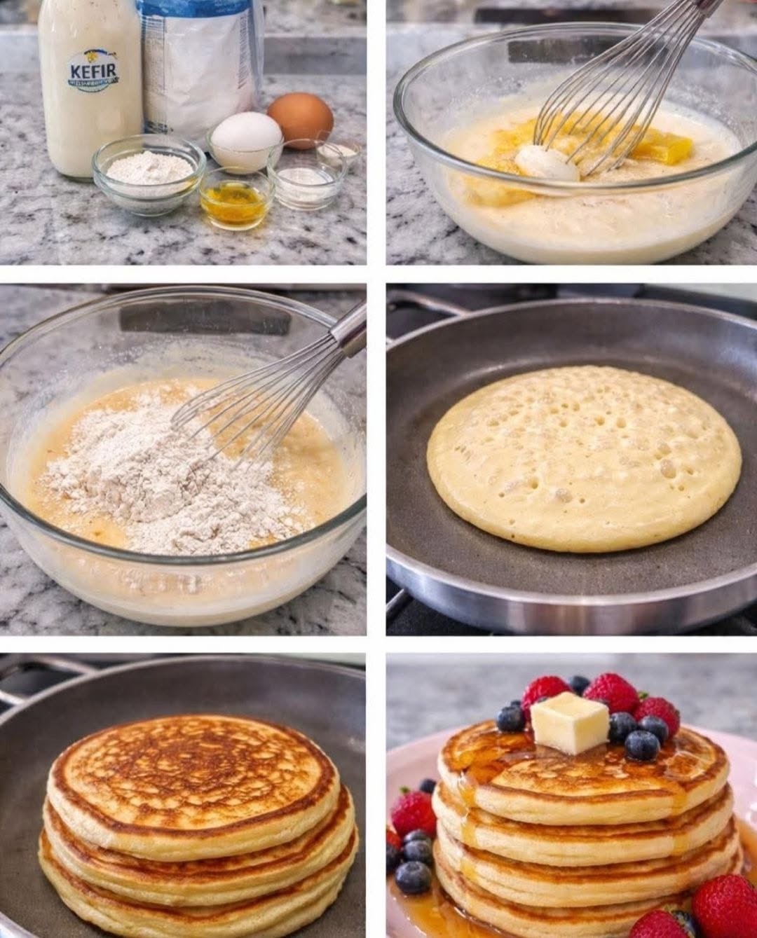 🥞 Hotcakes de kéfir (suaves, esponjosos y saludables)