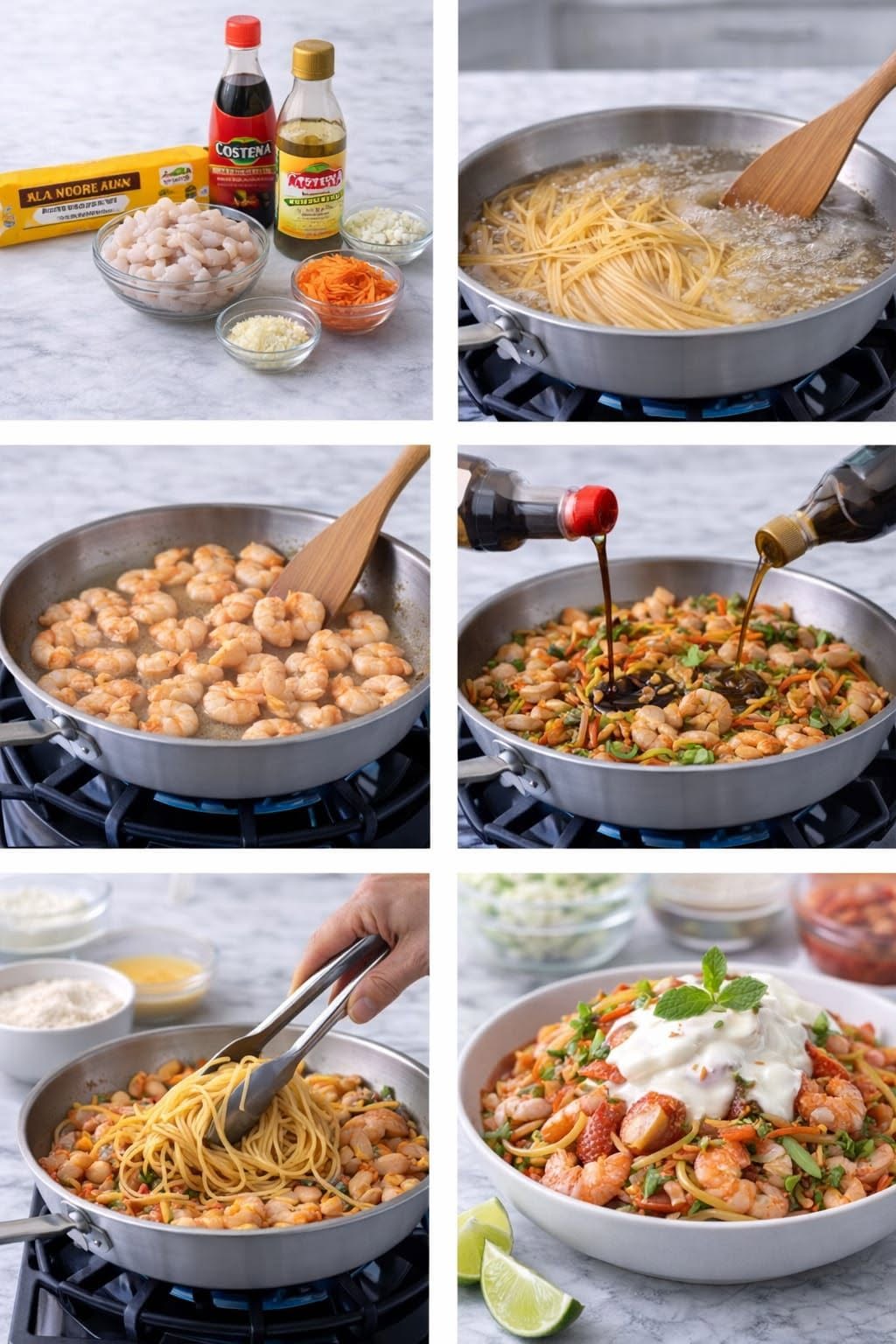 🍜🍤 Spaghetti chino con camarones