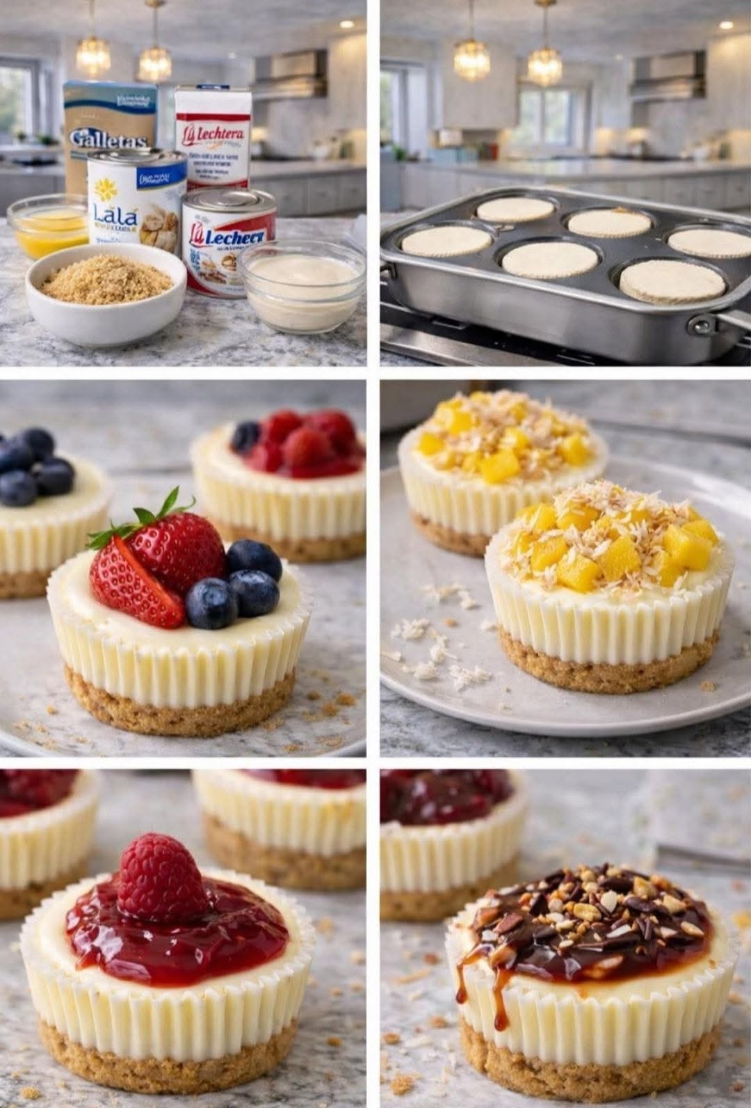 🔥👑 Aquí tienes 6 mini cheesecakes cremosos (base perfecta + toppings virales)