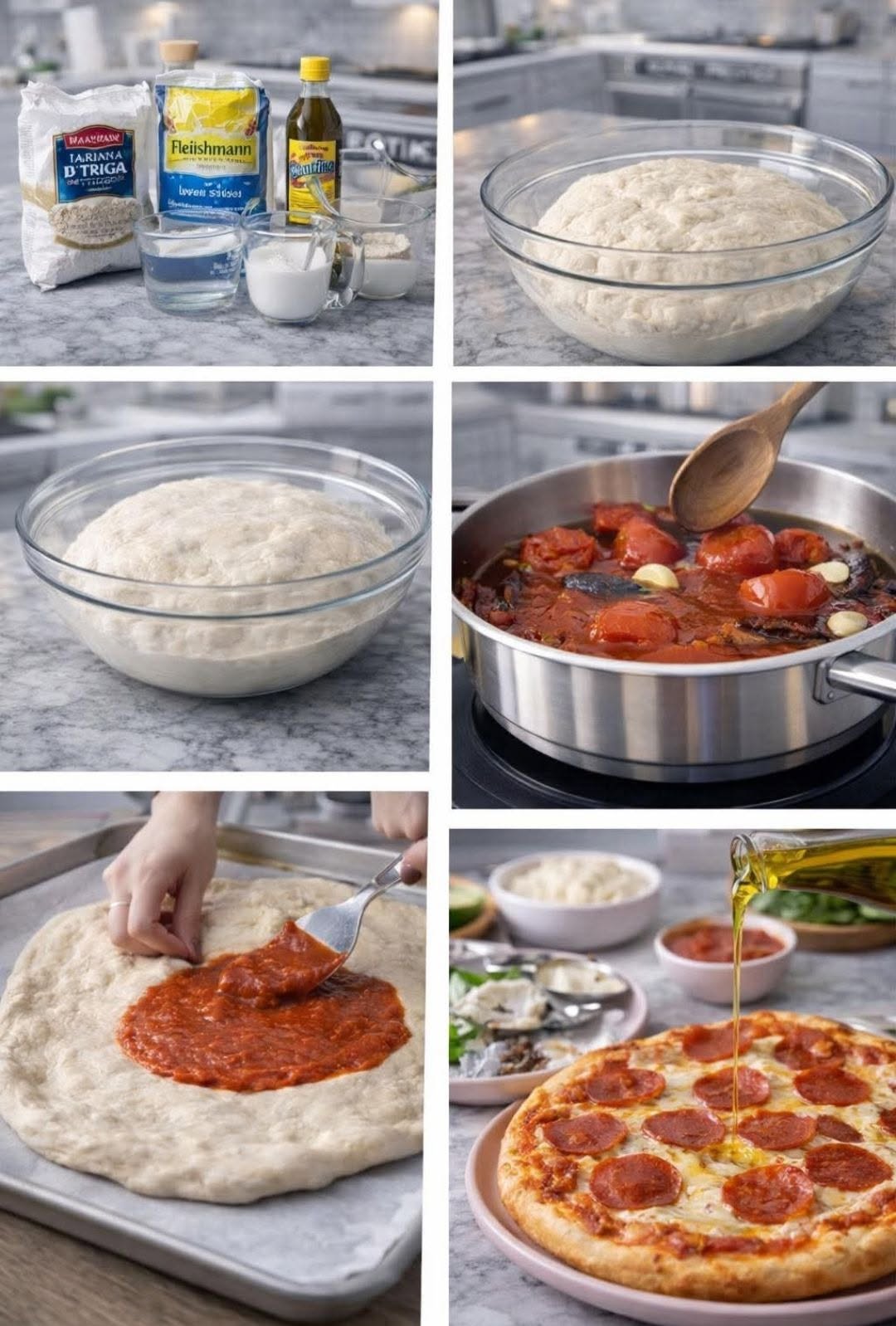 🍕 Pizza (masa casera estilo italiana, suave por dentro y crujiente por fuera) 👑🔥