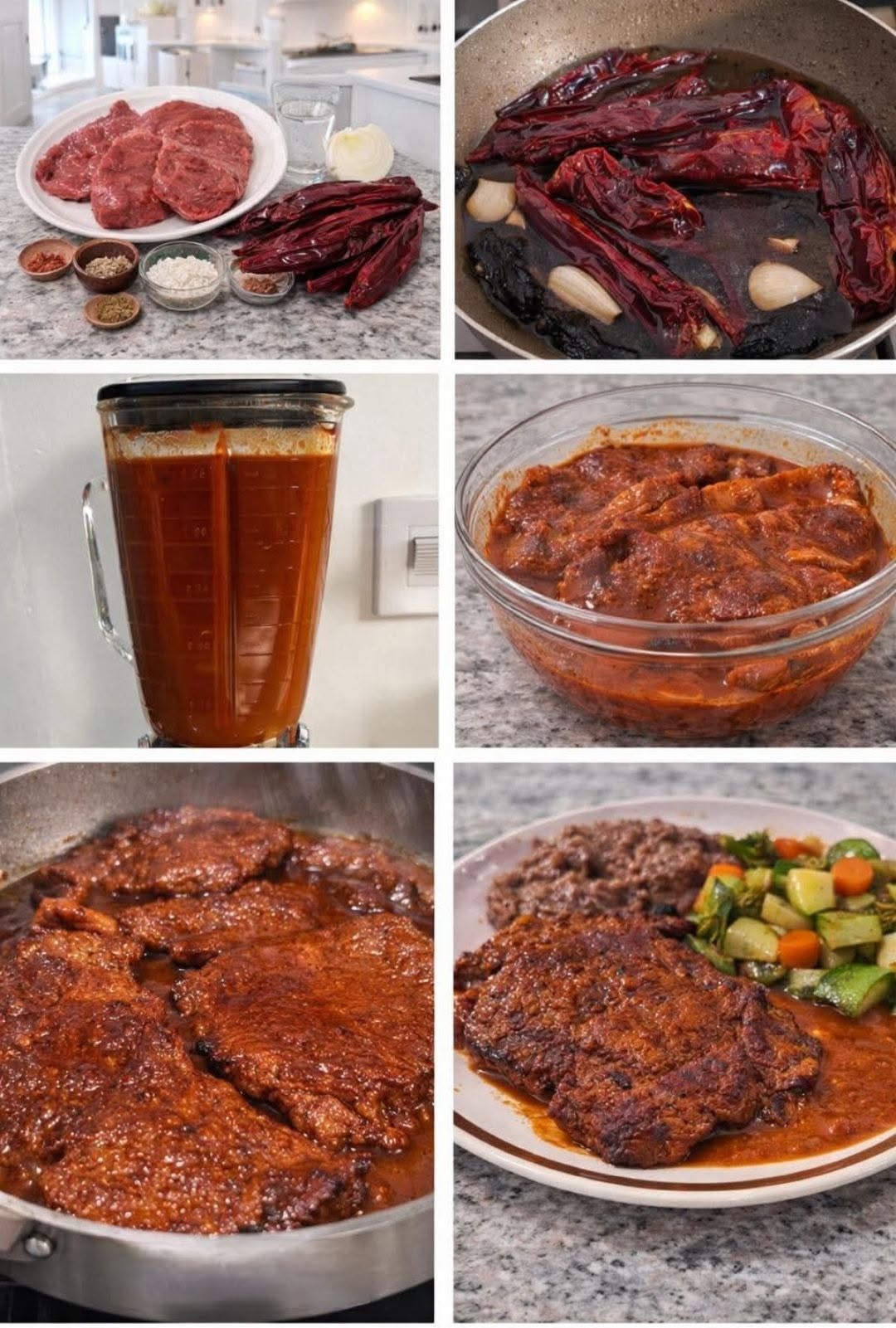 🔥 BISTEC EN SALSA DE CHILE GUAJILLO (jugoso, doradito y con ese sabor casero que enamora 🤤🥩)
