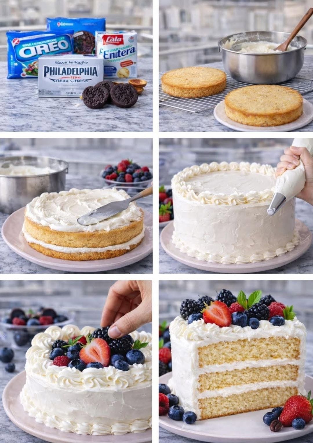 🍓 PASTEL DE VAINILLA CON CREMA Y FRUTOS ROJOS