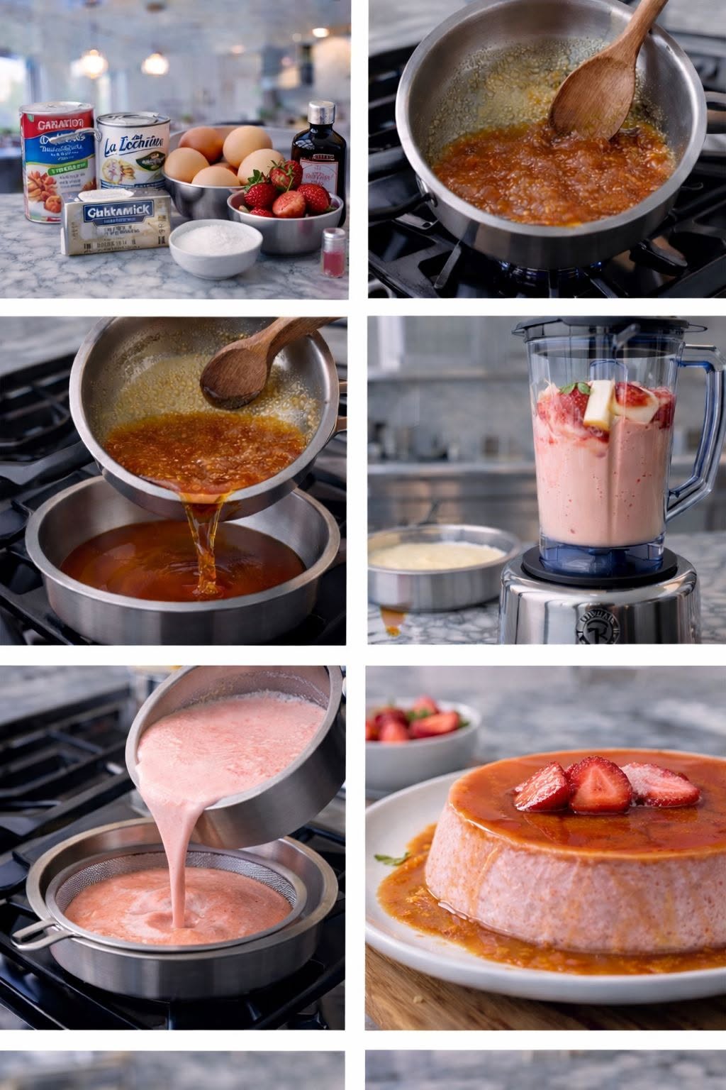 🍓🍮 FLAN DE FRESA ESTILO CASERO 🔥