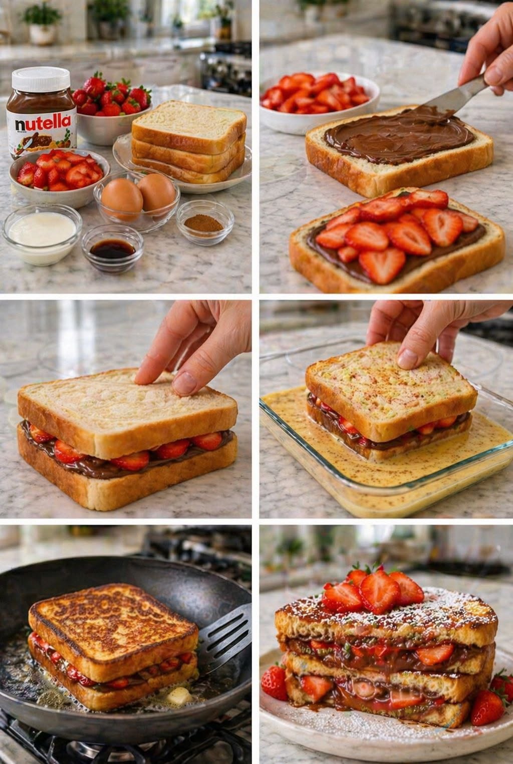 🔥 PAN FRANCÉS RELLENO DE FRESA Y NUTELLA 🍓🍫🥞