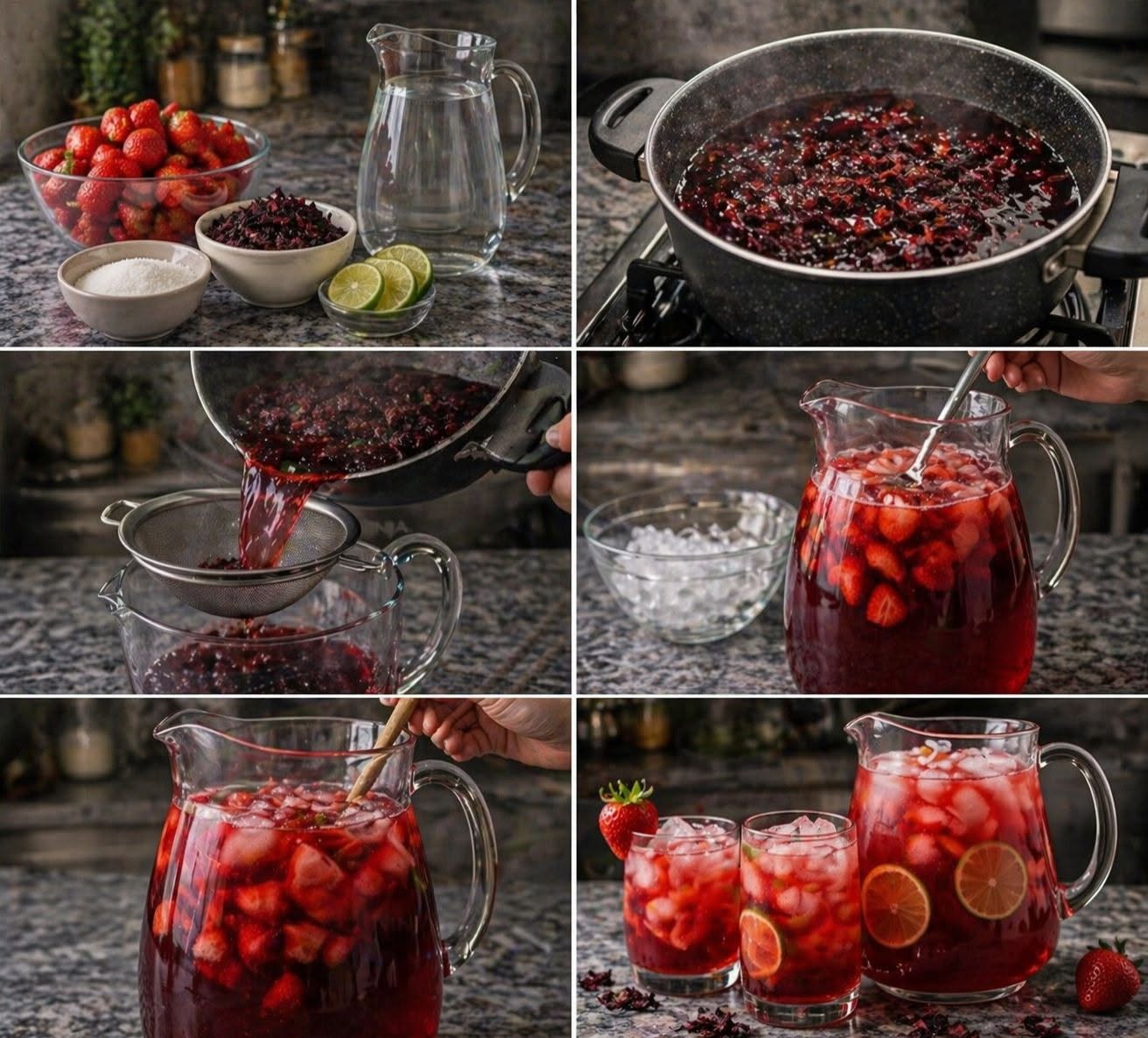 Agua de Fresa con Jamaica 🍓🌺