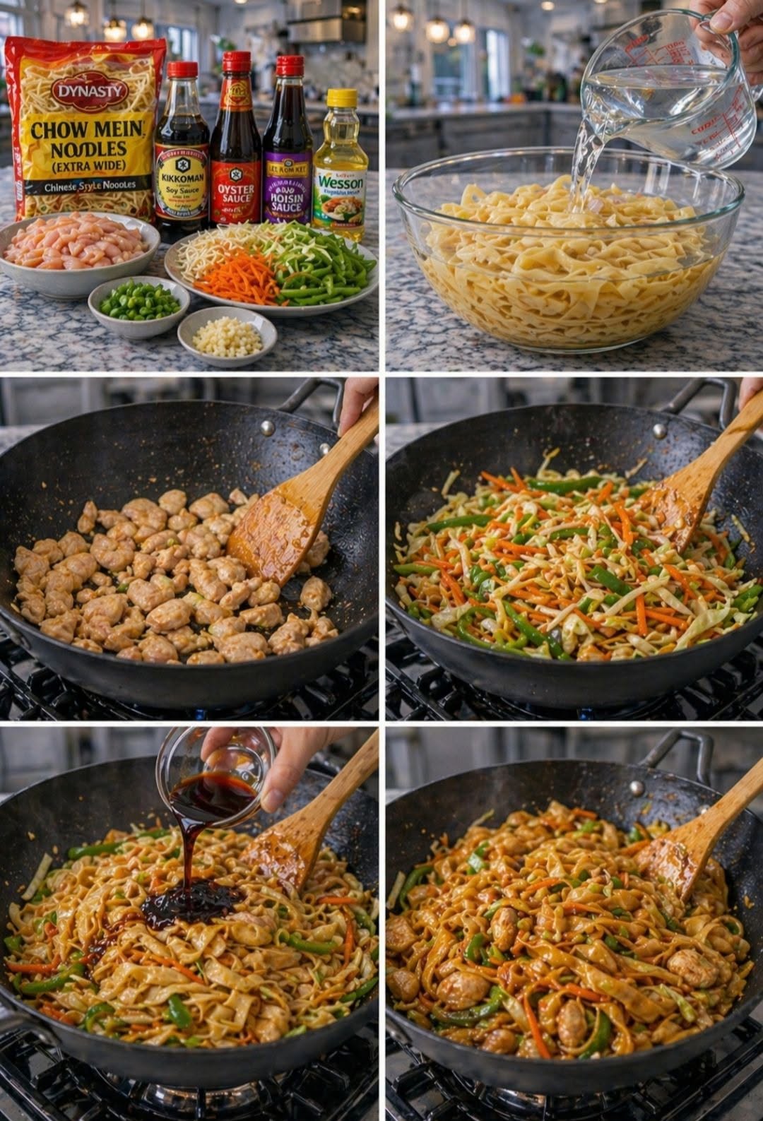 🍜🔥 SHOW MEIN DE PASTA ANCHA ESTILO RESTAURANTE 🔥🍜
