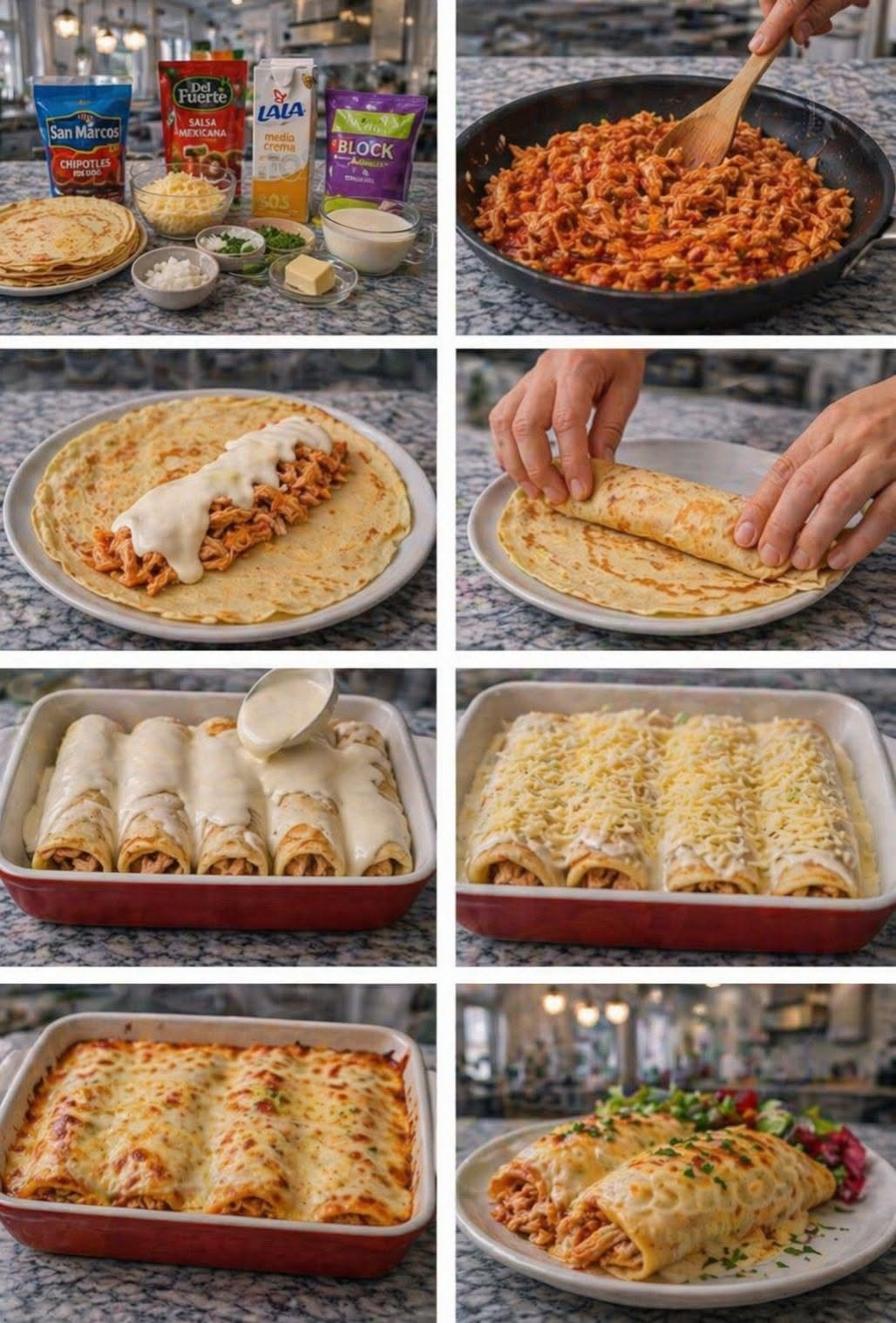 🥞🧀 CREPAS SALADAS DE POLLO GRATINADAS 🐔🔥