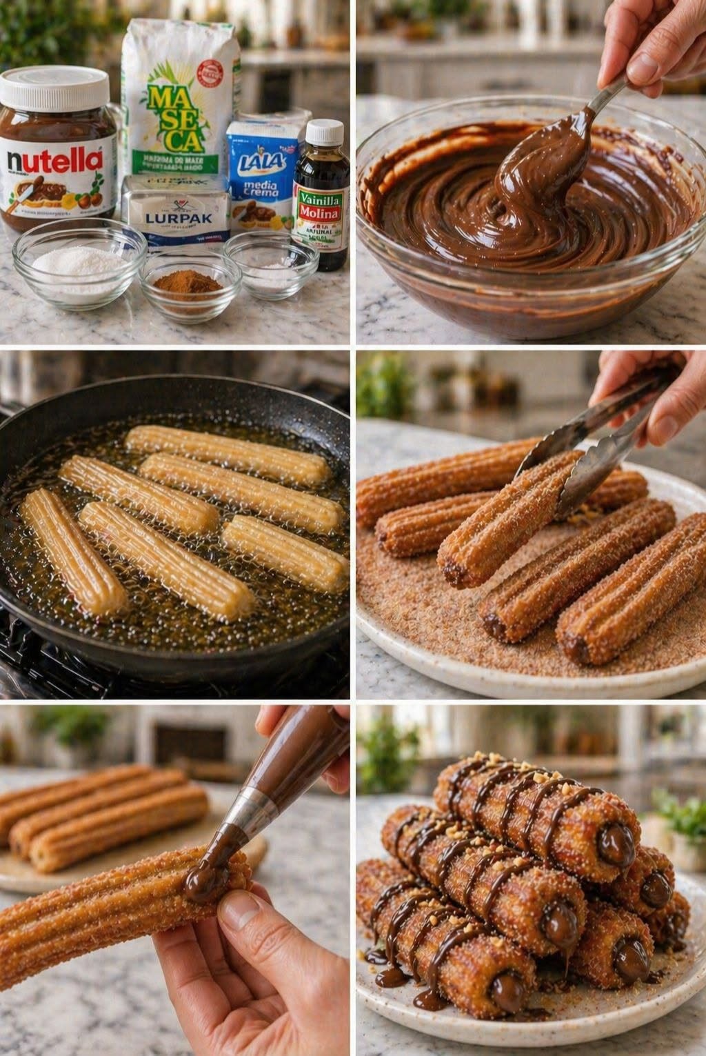🍫✨ CHURROS RELLENOS CON NUTELLA | CRUJIENTES Y BRUTALES