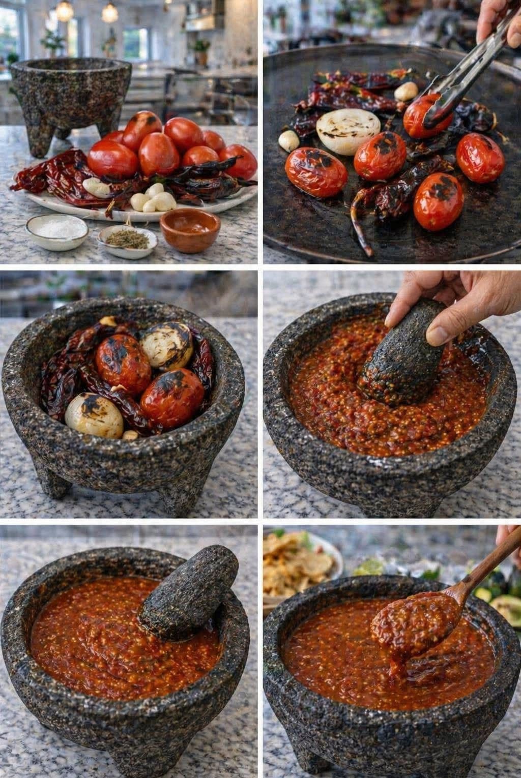 🔥🌶️ SALSA ROJA TATEMADA EN MOLCAJETE 🪨🇲🇽