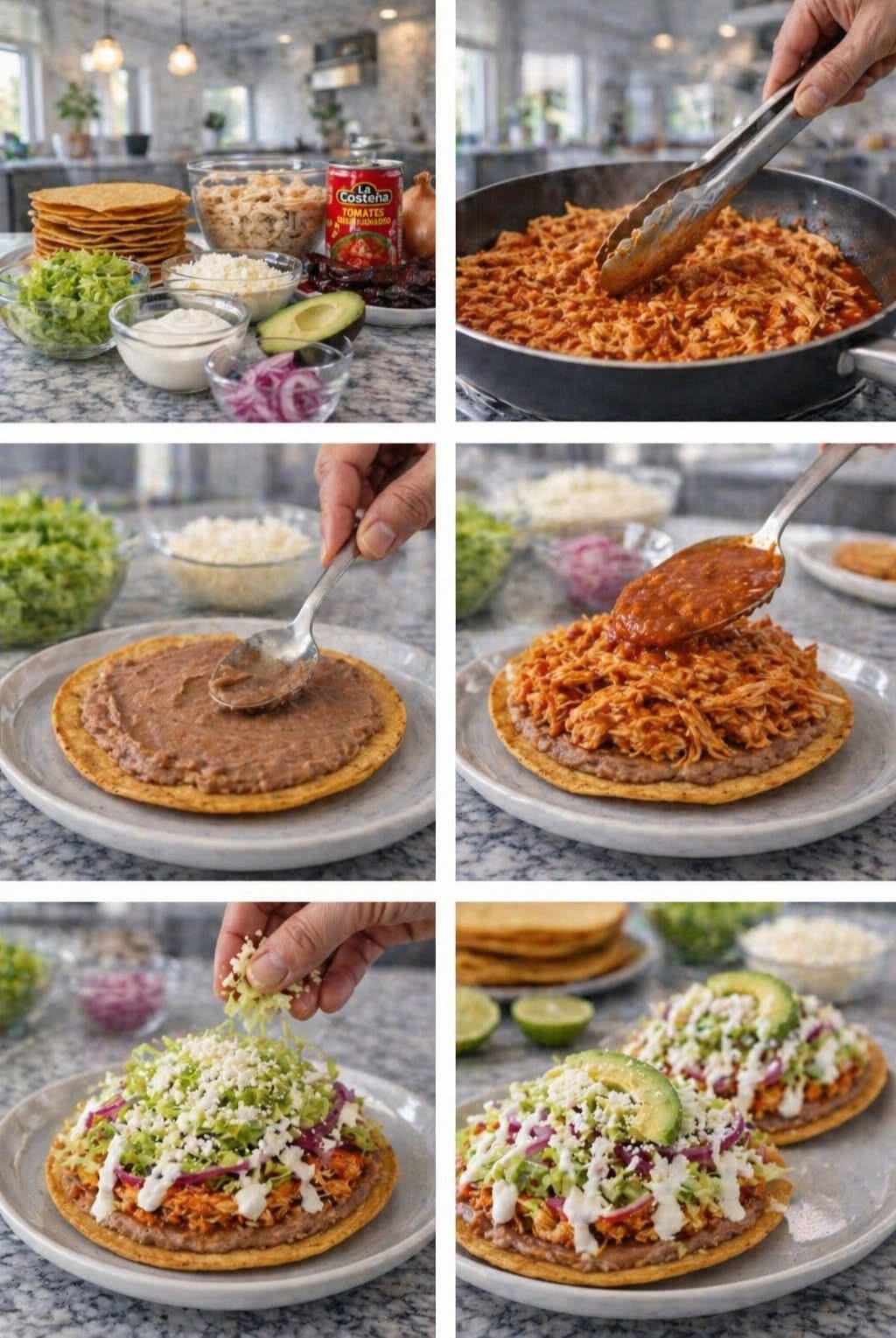🔥 TOSTADAS DE TINGA DE POLLO 🌮🇲🇽