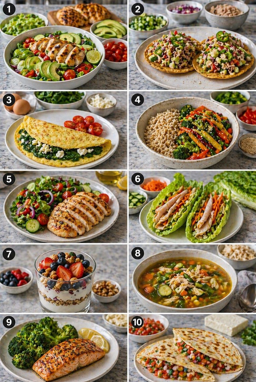🥗✨ 10 COMIDAS LIGERAS PERO RICAS (RECETAS EN UNA SOLA PUBLICACIÓN) ✨🥗