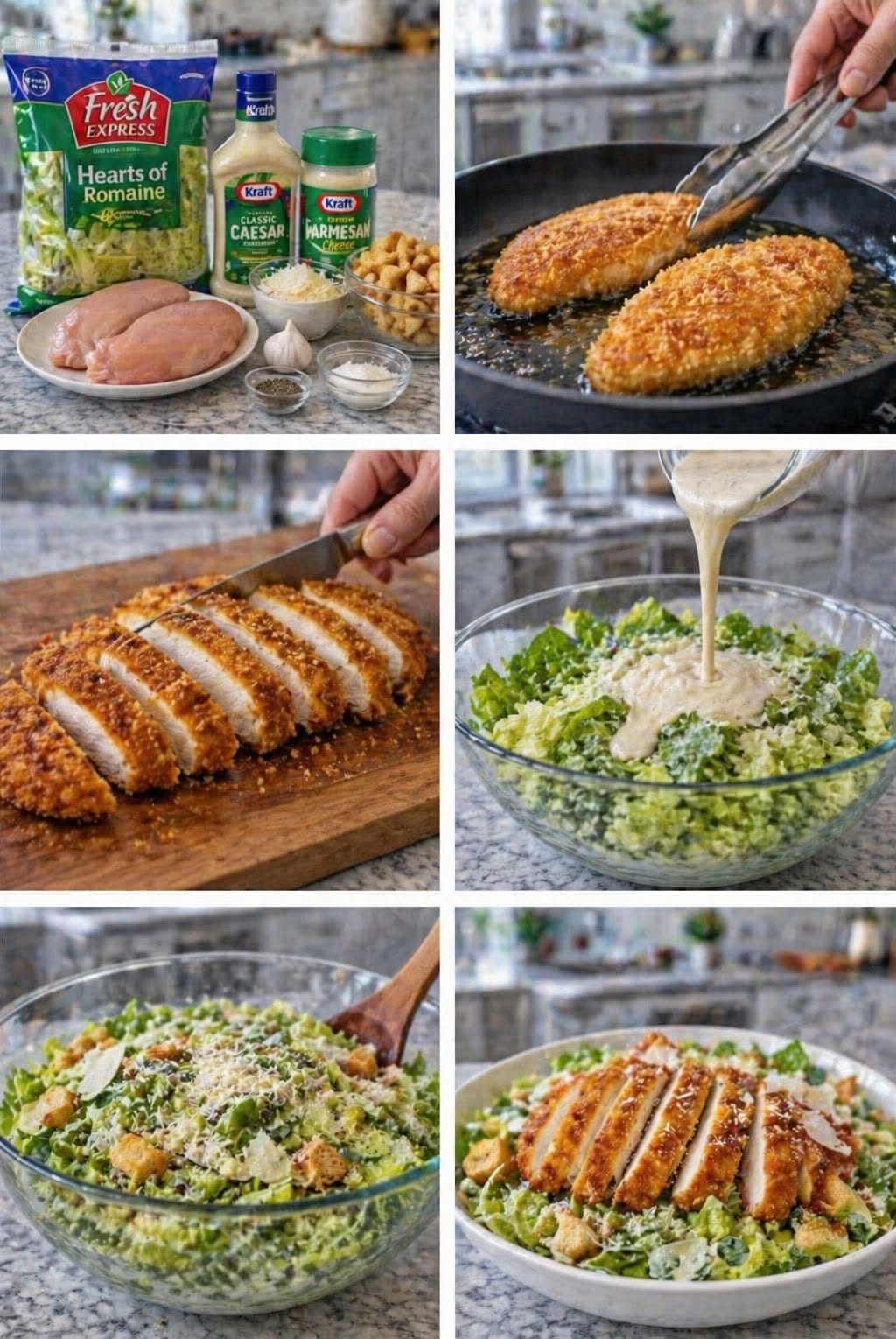 🥗 ENSALADA CÉSAR CON POLLO CRUJIENTE 🍗✨